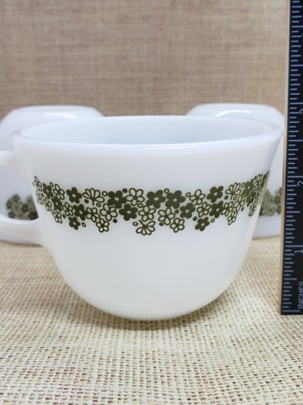 3 Pyrex Spring Blossom Mugs White Green Flower Crazy Daisy Corelle Compatibles - Picture 9 of 10